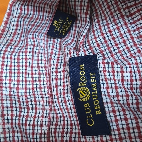 3 Club Room Regular Fit Blue Red Green Striped Button Up Shirts Size 18 34/35 - Picture 4 of 6